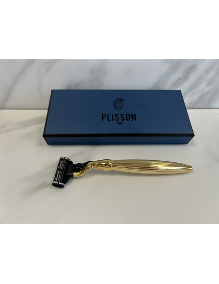Godron Mach3 Massiv-Rasiermesser Palladium-Finish - Plisson 1808