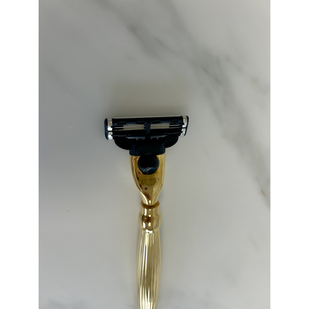 Godron Mach3 Solid Razor Palladium Finish - Plisson 1808