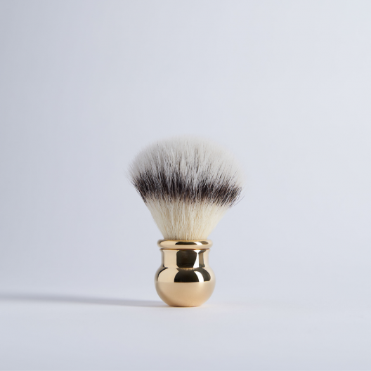 Gold finish ‘High Mountain white’ fibre shaving brush Ball - Plisson 1808