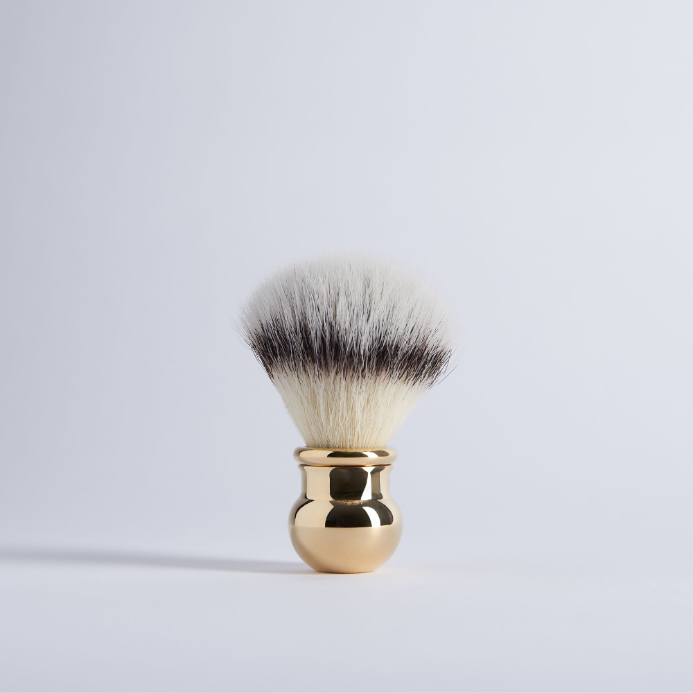 Gold finish ‘High Mountain white’ fibre shaving brush Ball - Plisson 1808