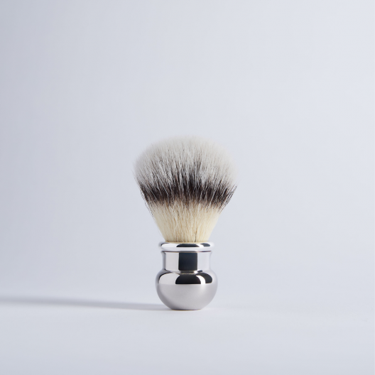 Blaireau Fibre "Blanc Haute Montagne" en finition Palladium - Boule - Plisson 1808