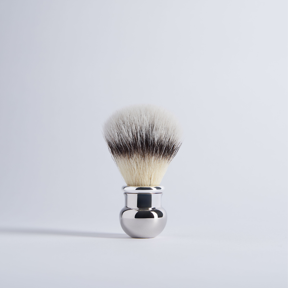 Palladium finish High Mountain white fibre shaving brush - Boule - Plisson 1808