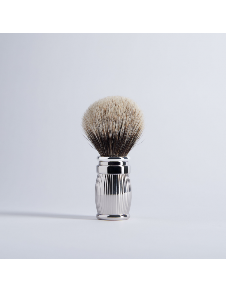 Shaving brush Plisson in solid brass with palladium finish - Plisson 1808