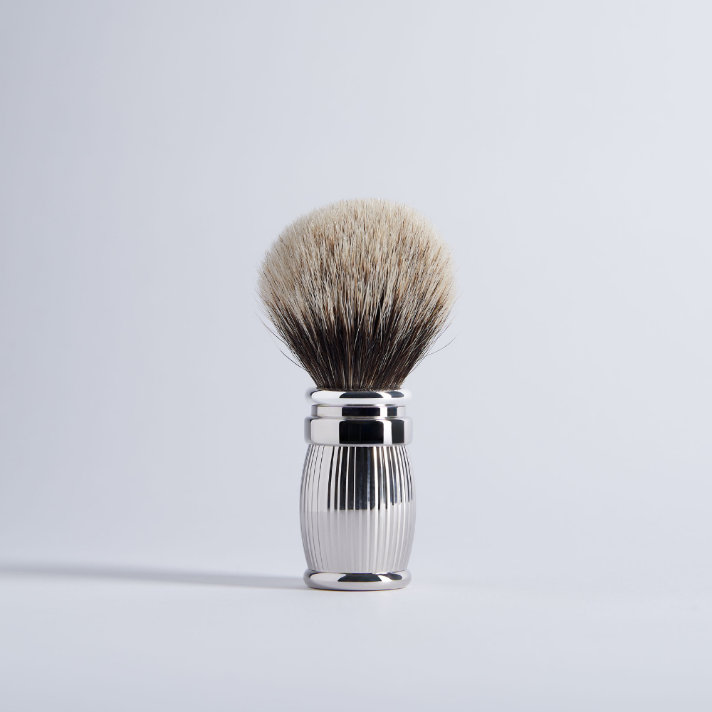 Shaving brush Plisson in solid brass with palladium finish - Plisson 1808