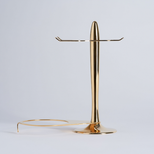 Shaving brush, razor and beard bowl set, gold finish - Plisson 1808