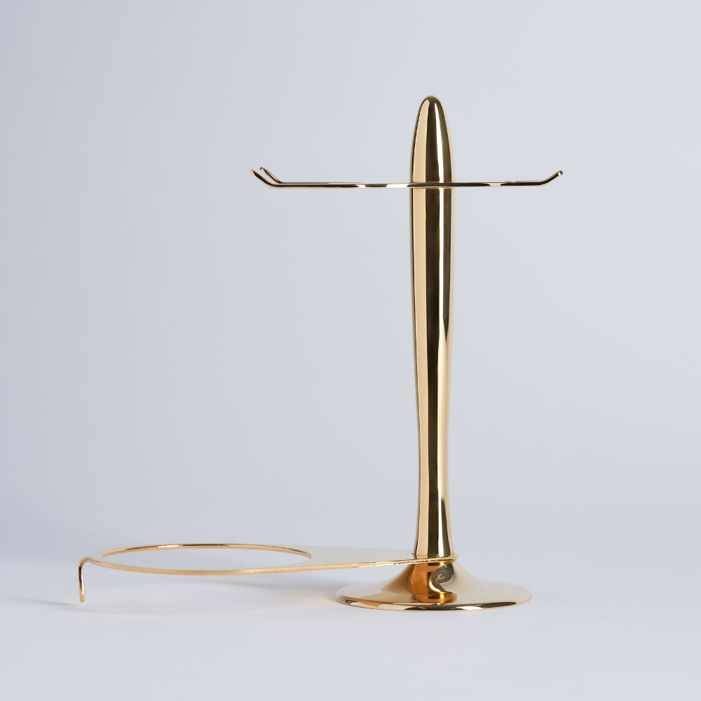 Juego de brocha de afeitar, maquinilla de afeitar y cuenco para la barba, acabado en oro - Plisson 1808
