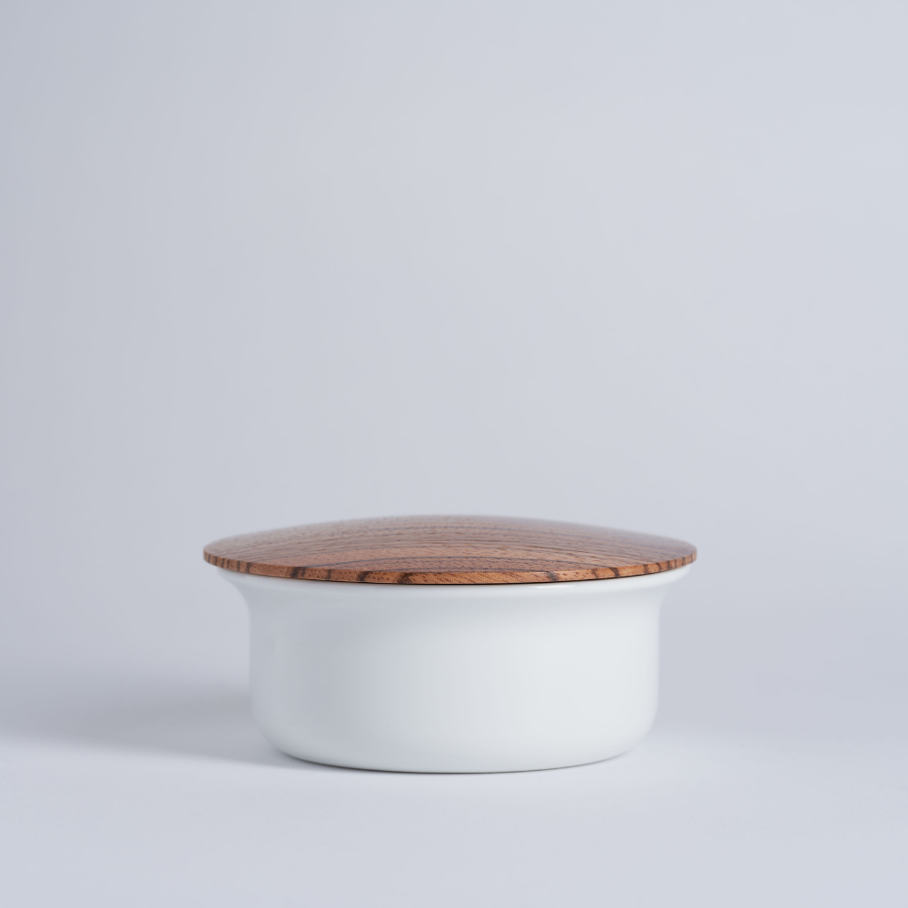 Bol à barbe et savon avec couvercle Zebrano - Fabriqué en France
