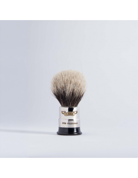 Nickel-plated Shaving Brush - Pure European Grey - Plisson 1808