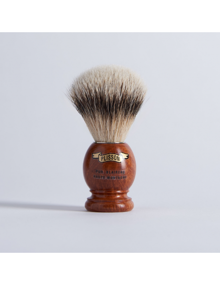 Briar Wood Shaving Brush Pure White Badger - Plisson 1808