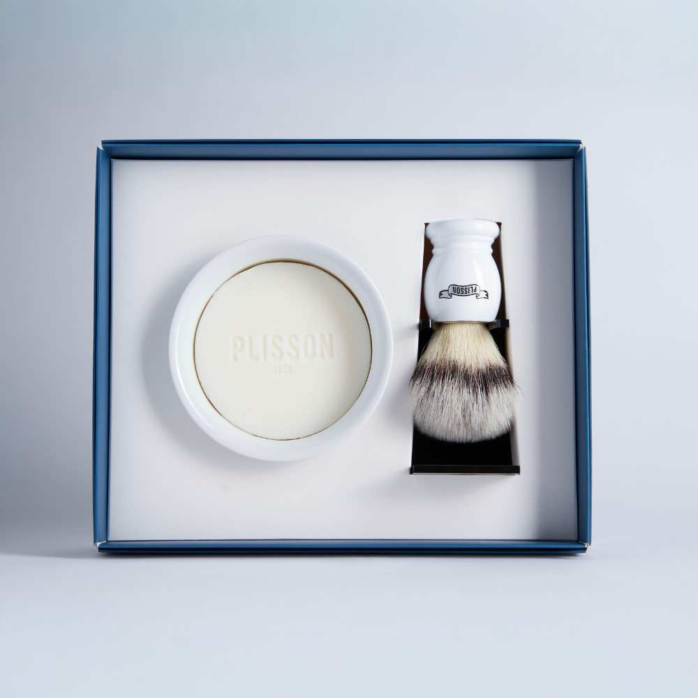 Einsteiger-Rasier-Set, Pinsel und Rasier-Schale – Plisson 1808