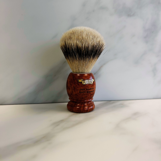 Briar Wood Shaving Brush Pure White Badger - Plisson 1808