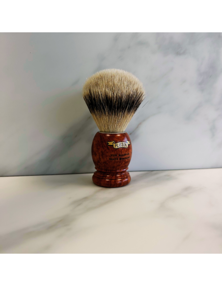 Briar Wood Shaving Brush Pure White Badger - Plisson 1808