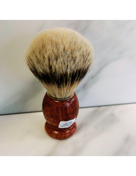 Brocha de Afeitar de Madera de Brezo Tejón Blanco Puro - Plisson 1808