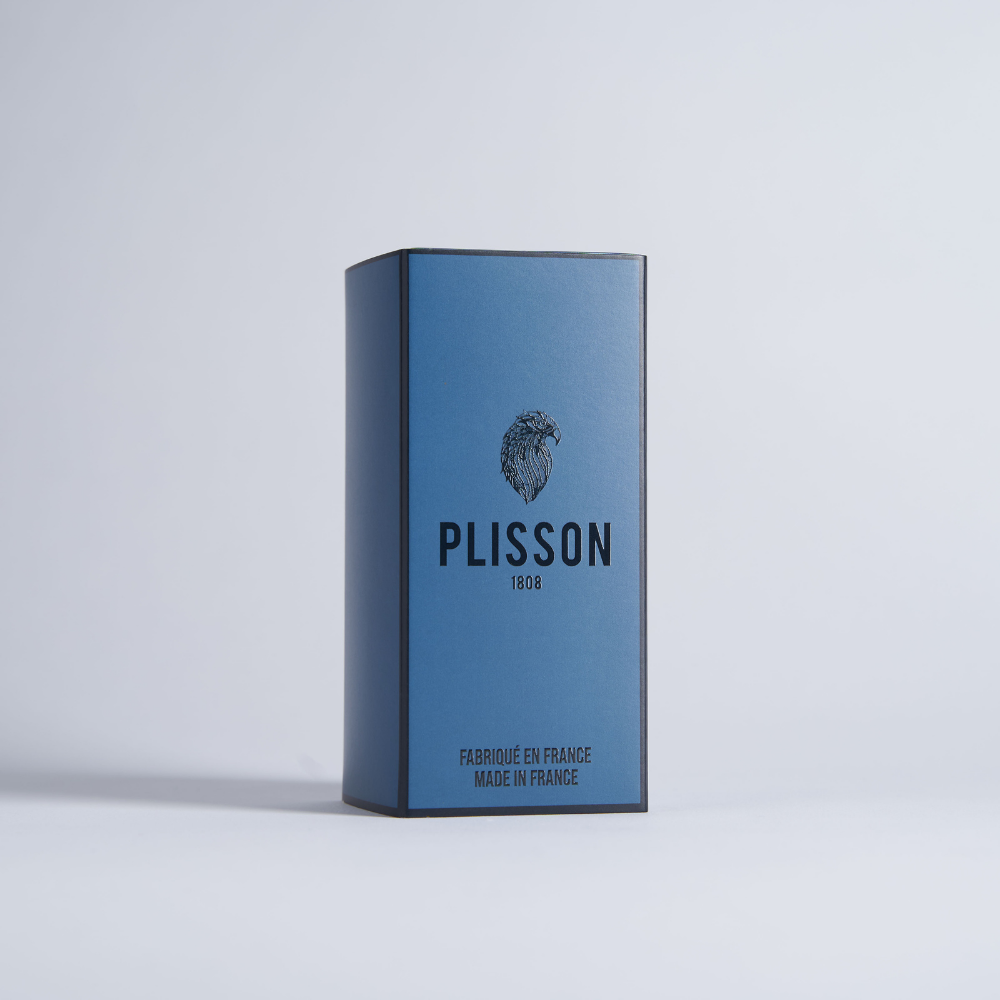 Shaving Brush Octagonal European White - Palladium finish with tile pattern