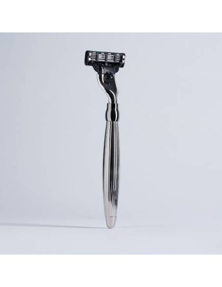 Massiver Rasierhobel „Godron Fusion“ mit Palladium-Finish – Plisson 1808