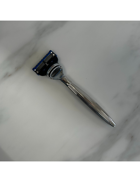Godron Mach3 Solid Razor Palladium Finish - Plisson 1808