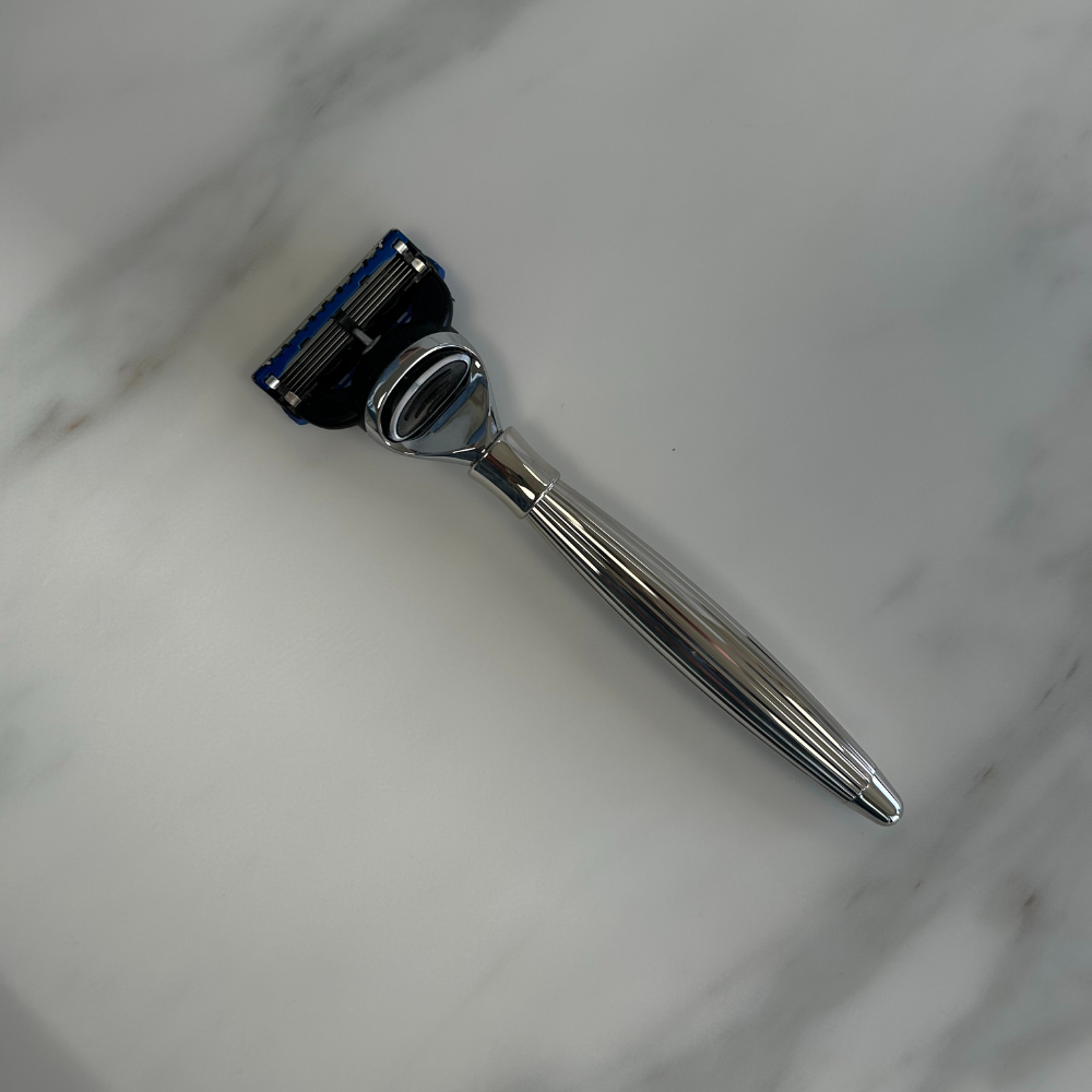 Godron Mach3 Solid Razor Palladium Finish - Plisson 1808