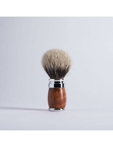 Blaireau Gris de Russie Thuya et finition chrome - Joris - Plisson 1808