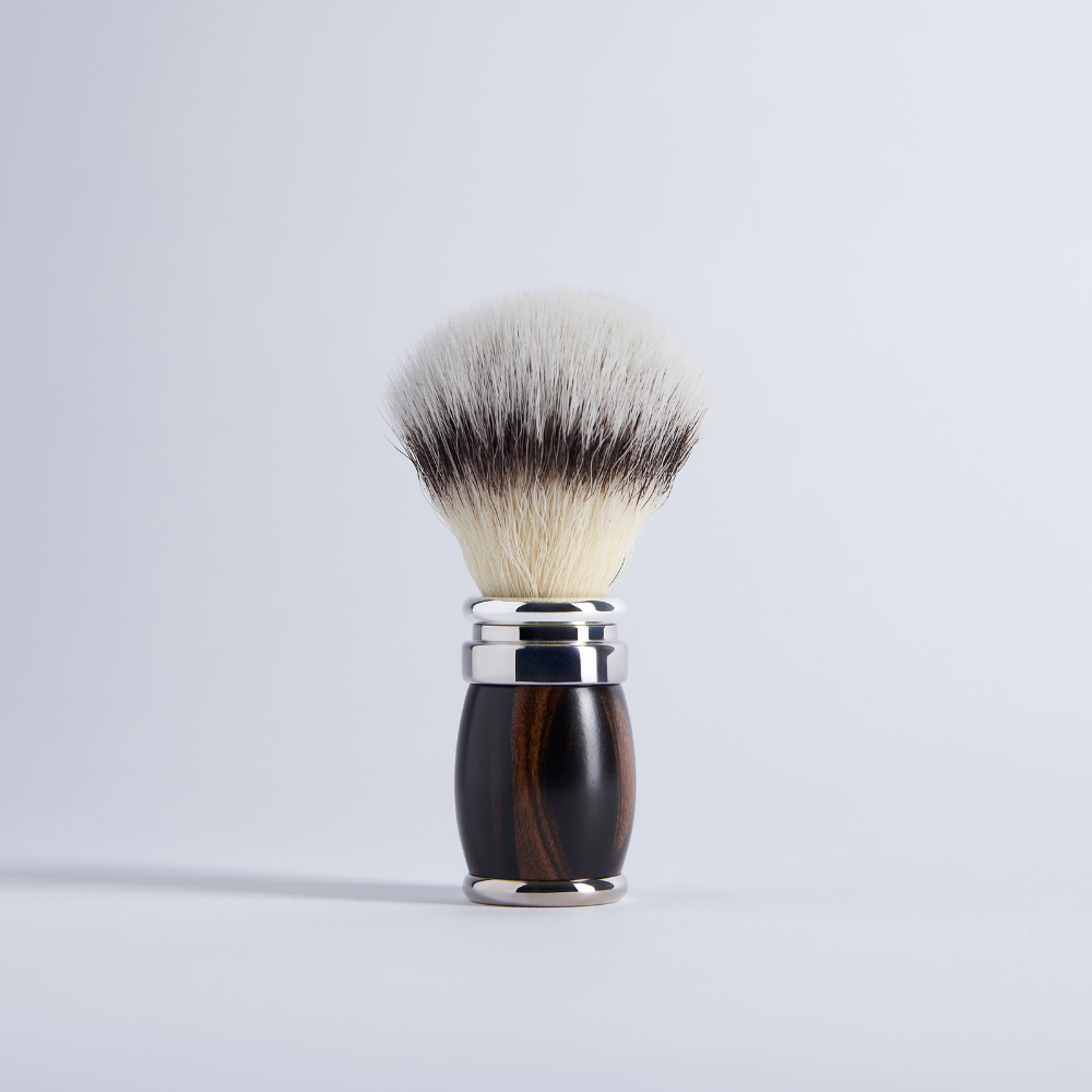 Ebony and chrome finish shaving brush - “High Mountain White” fibre - Joris - Plisson 1808