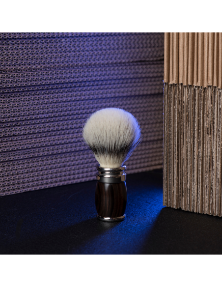 Ebony and chrome finish shaving brush - “High Mountain White” fibre - Joris - Plisson 1808