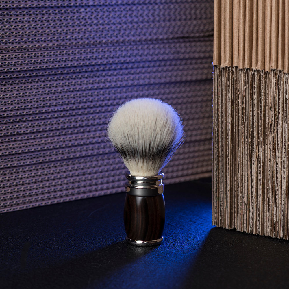 Ebony and chrome finish shaving brush - “High Mountain White” fibre - Joris - Plisson 1808