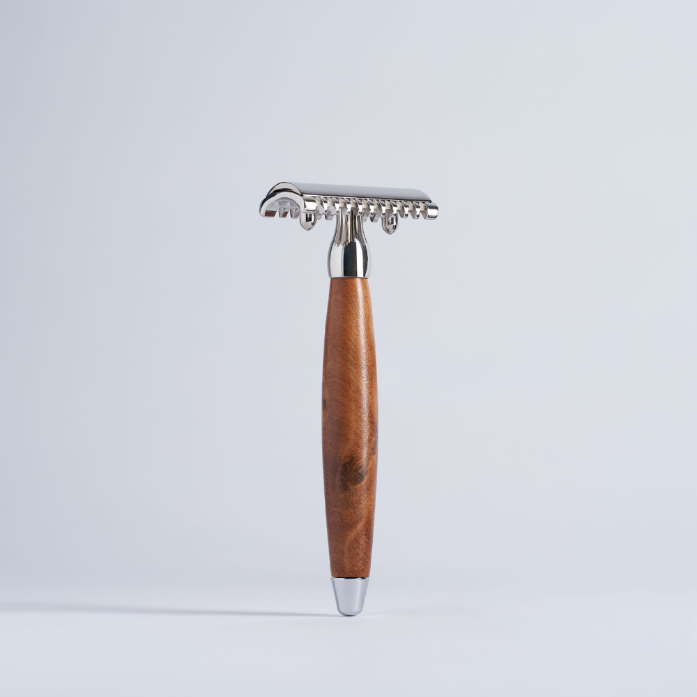 Joris Safety Razor in Thuya Wood and Chrome – Plisson 1808