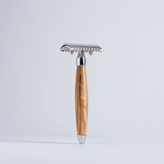 Joris Classic Safety Razor in Olive Wood and Chrome