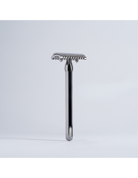 Maquinilla de afeitar hexagonal maciza con acabado de rutenio