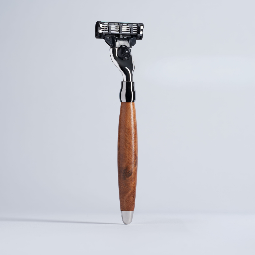 Mach3 Classic Razor in Heather Wood and Chrome Finish - Plisson 1808