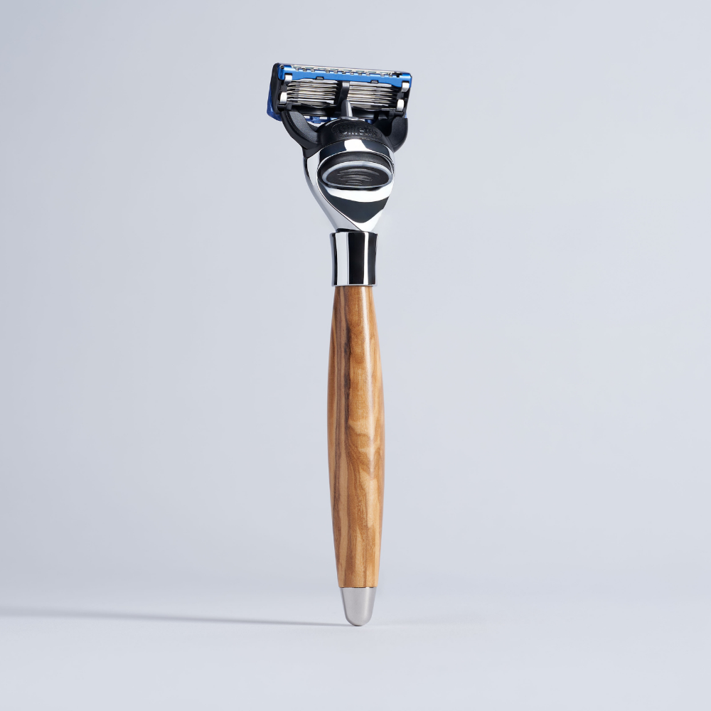 Fusion Plisson shaver with olive wood and chrome finish
