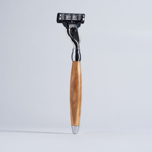 olive wood and chrome finish mach3 razor