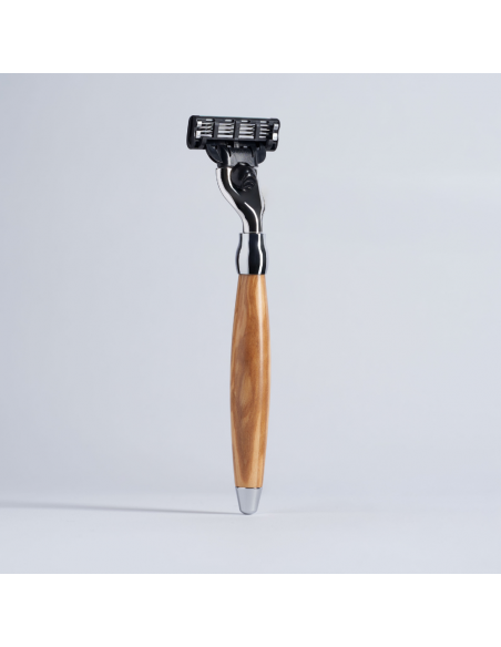 olive wood and chrome finish mach3 razor