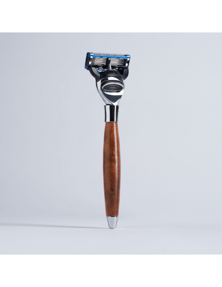 Gillette Fusion Thuja Holz-Rasierer Chrom-Finish - Plisson 1808