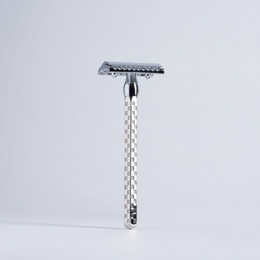 Solid Hexagonal Safety Razor with palladium finish - Tile pattern