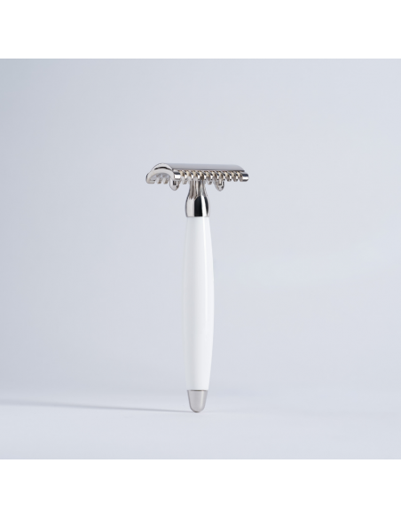 White lacquer and Palladium safety razor - Plisson 1808
