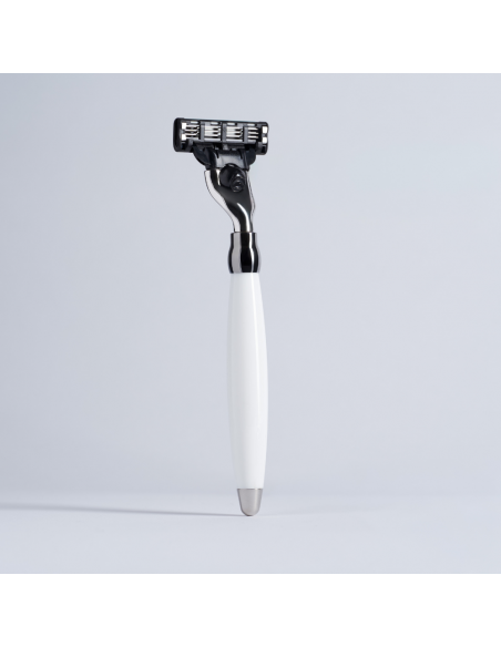 Mach3 White Lacquer Manual Razor - Plisson 1808