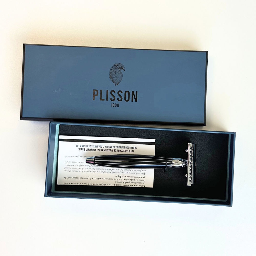 Joris retro black and white lacquered safety razor, almost perfect