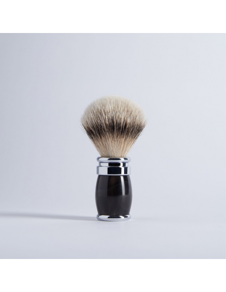 black lacquer and chrome finish High Mountain White shaving brush