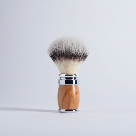 Blaireau Fibre “Blanc Haute Montagne” Olivier et finition chrome - Joris - Plisson 1808