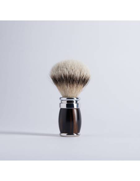 shaving brush in ebony and chrome finish High Mountain White