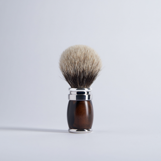 Blaireau Bois d'Ébène de Macassar Fintion Chrome Gris Européen