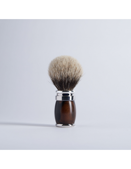 Blaireau Bois d'Ébène de Macassar Fintion Chrome Gris Européen