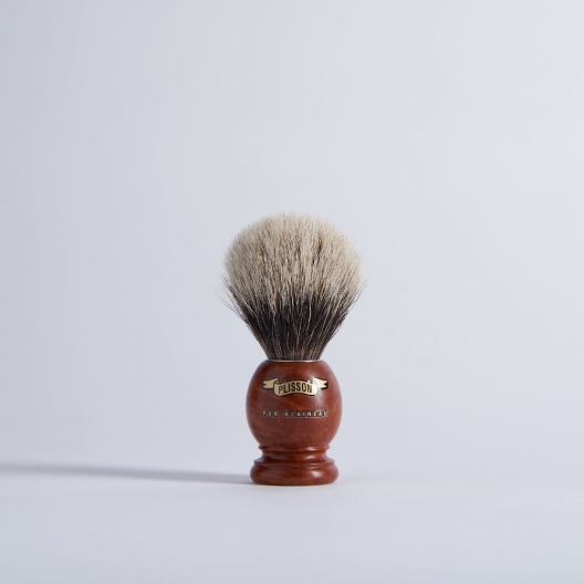 European Grey Heather Shaving Brush - Plisson 1808