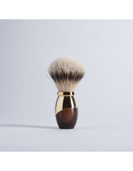 Macassar Ebony Shaving Brush "High Mountain White" Gold Finish