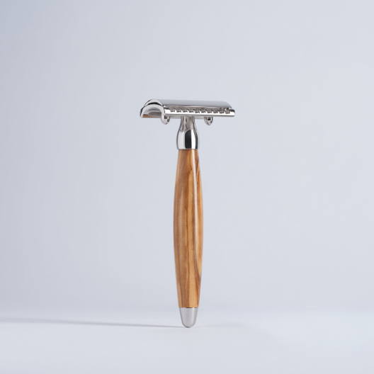 Maquinilla de afeitar de seguridad - madera de olivo y paladio