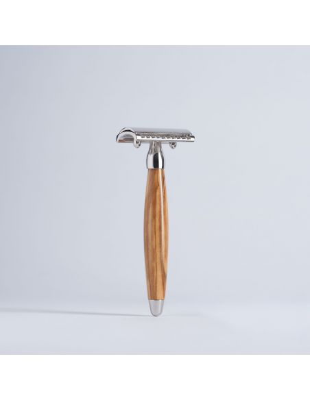Maquinilla de afeitar de seguridad - madera de olivo y paladio