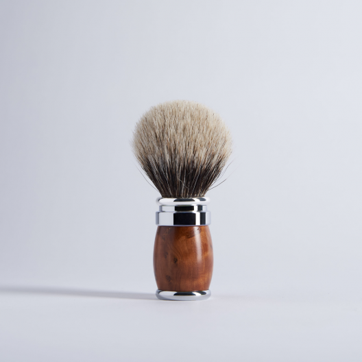 Shaving brush made of cedar burl with removable tuft - Plisson 1808