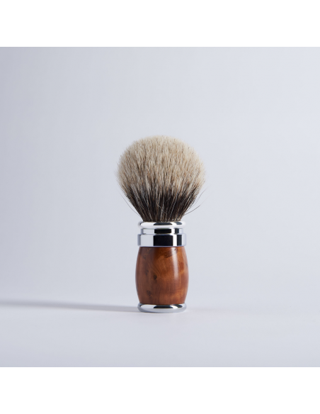 Shaving brush made of cedar burl with removable tuft - Plisson 1808