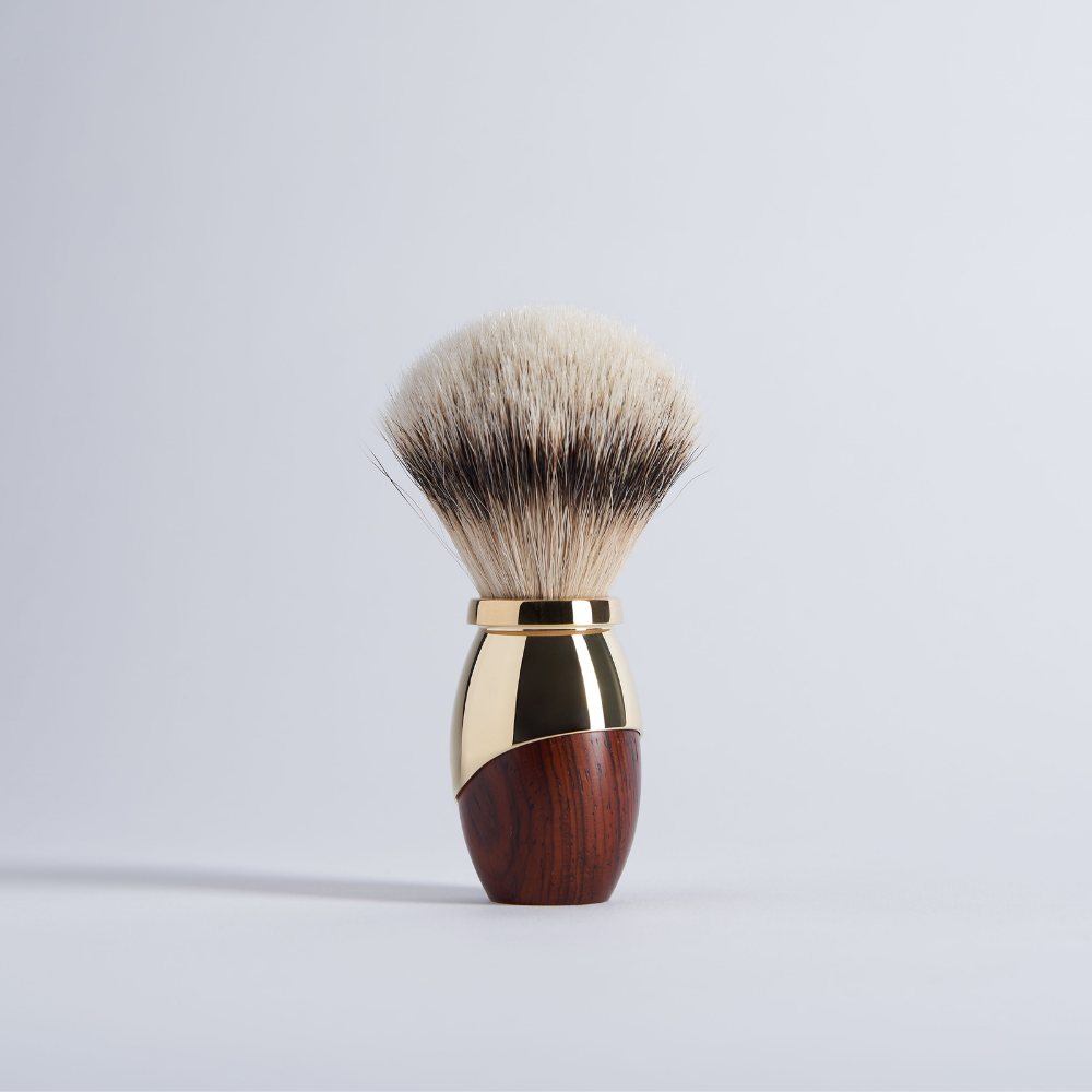 Rasierpinsel aus Palisanderholz und Messing Gold - Plisson 1808