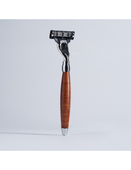 3 Piece Set Thuya Wood European Grey Mach3 Razor Chrome Finish